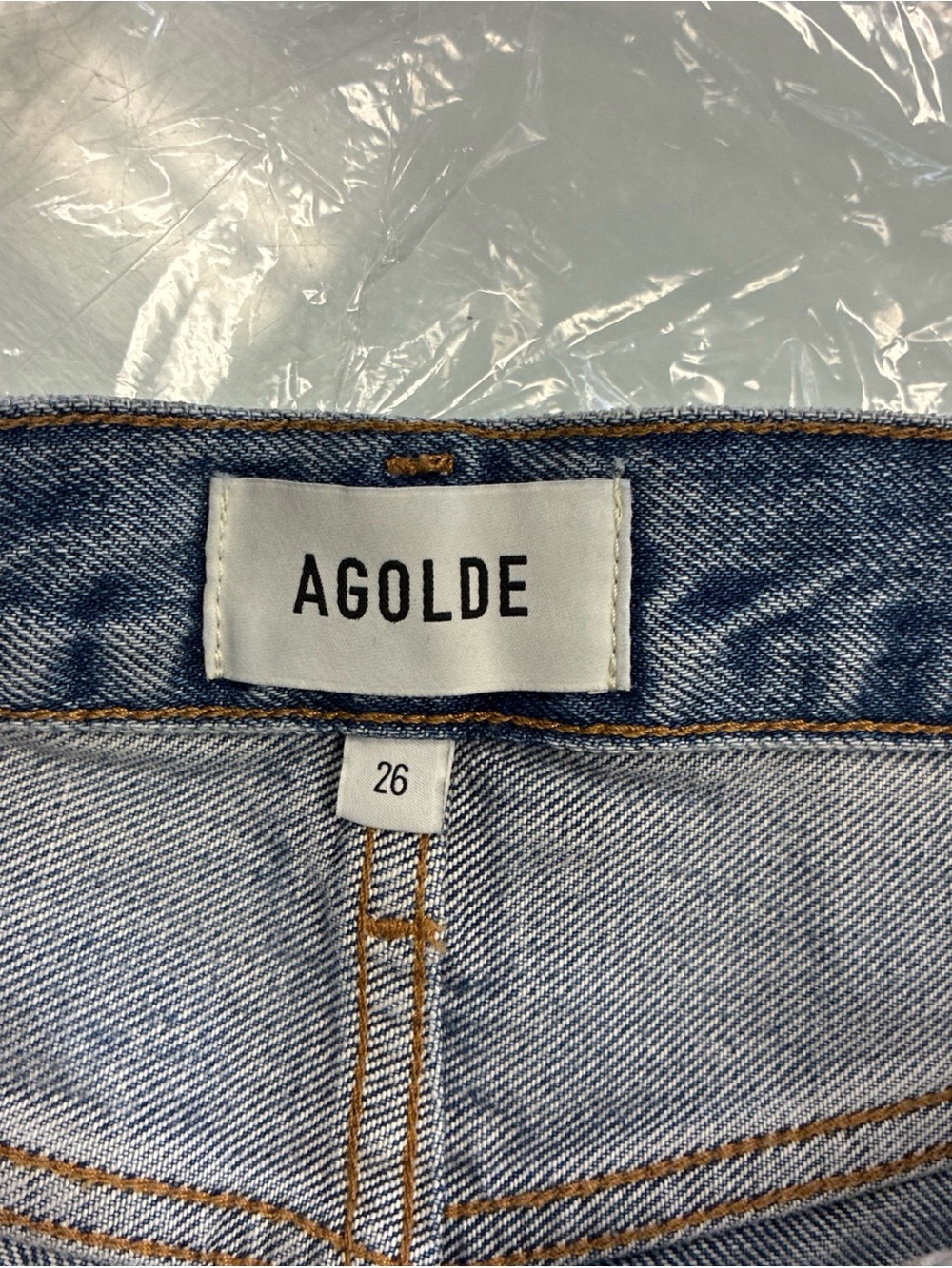 AGOLDE Parker High Rise Denim Cut Off Shorts Light Wash Blue Cotton SZ 26 NWT - Picture 9 of 16